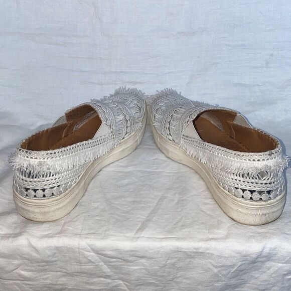 SEYCHELLES White/Silver Varsity Letter Crochet Slip-on Sneakers-7.5 - Picture 8 of 10